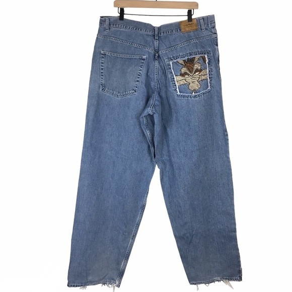 History Iceberg Jeans 90s Y2K Wile E Coyote Looney Tunes Patch Size 40 Vintage - Picture 5 of 16